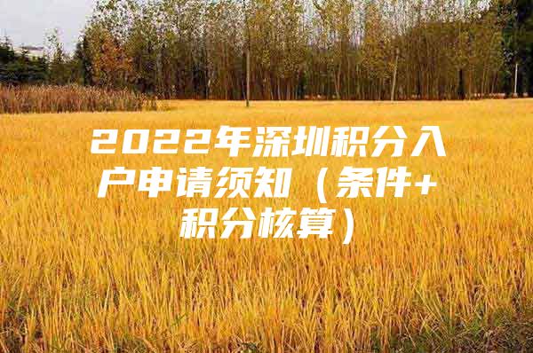 2022年深圳积分入户申请须知（条件+积分核算）