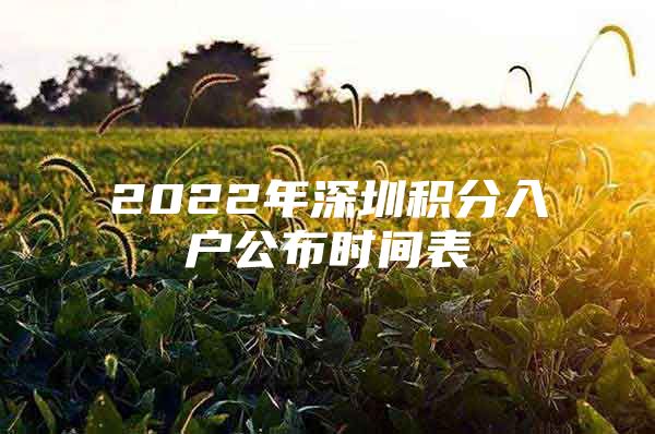 2022年深圳积分入户公布时间表