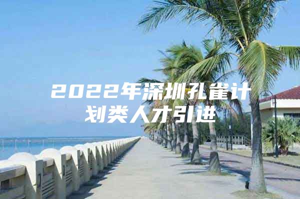 2022年深圳孔雀计划类人才引进