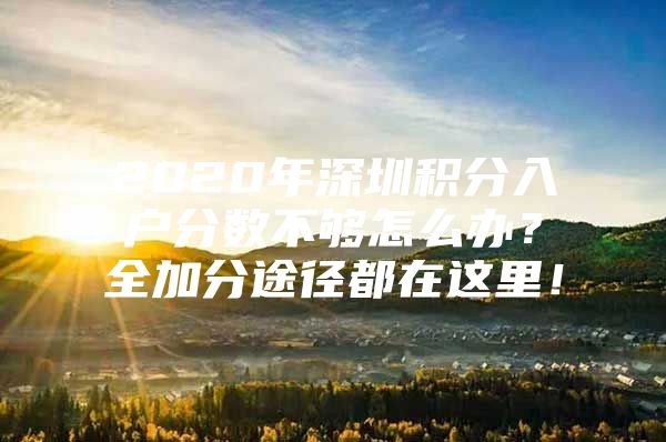 2020年深圳积分入户分数不够怎么办？全加分途径都在这里！