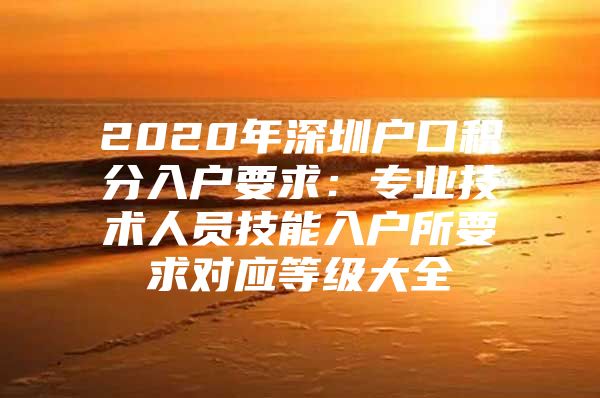 2020年深圳户口积分入户要求：专业技术人员技能入户所要求对应等级大全