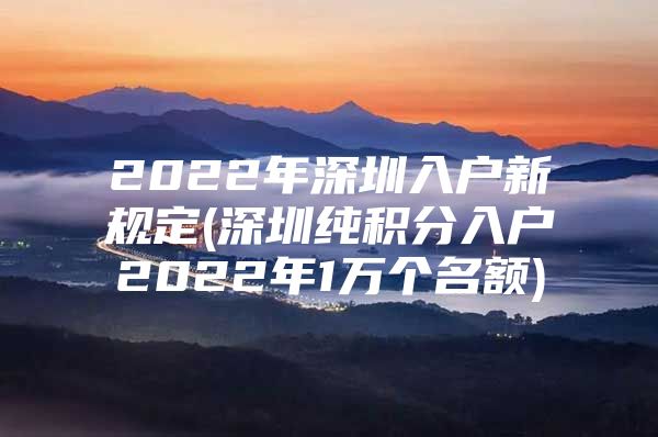 2022年深圳入户新规定(深圳纯积分入户2022年1万个名额)