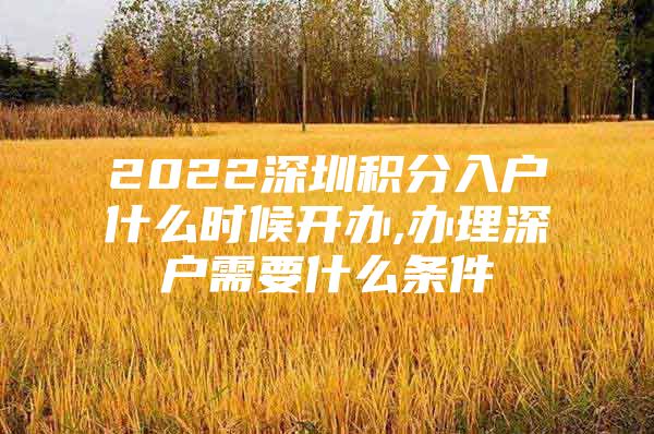 2022深圳积分入户什么时候开办,办理深户需要什么条件