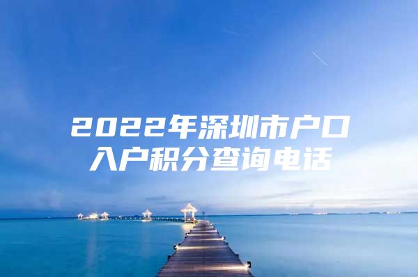 2022年深圳市户口入户积分查询电话