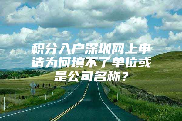 积分入户深圳网上申请为何填不了单位或是公司名称？