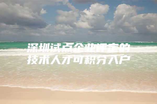 深圳试点企业评定的技术人才可积分入户