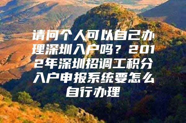 请问个人可以自己办理深圳入户吗？2012年深圳招调工积分入户申报系统要怎么自行办理