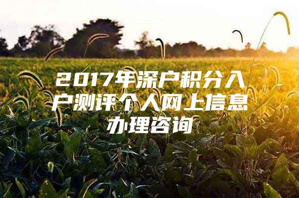 2017年深户积分入户测评个人网上信息办理咨询